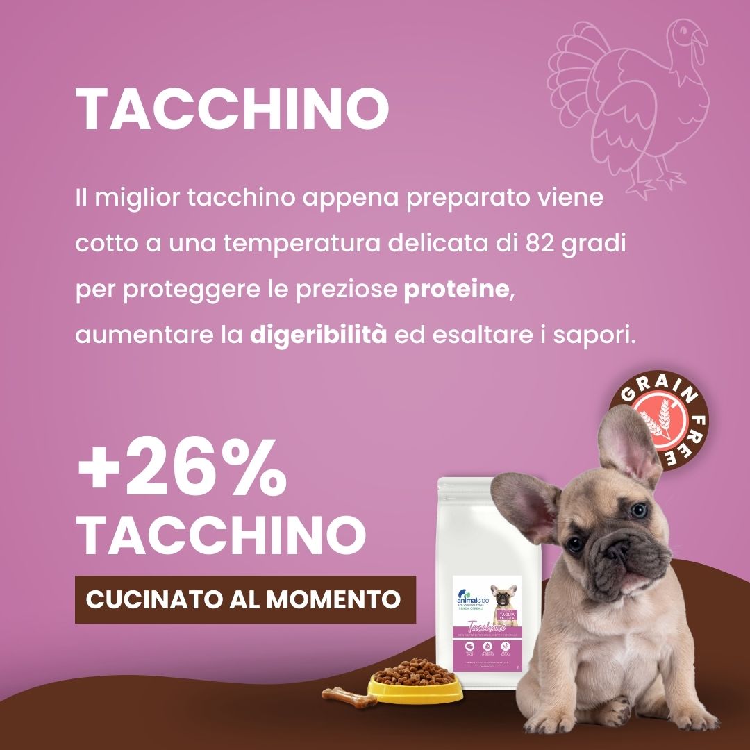 Crocchette per cani Cuccioli (Puppy) Piccola Taglia - Tacchino con Anatra - Grain Free (senza cereali)