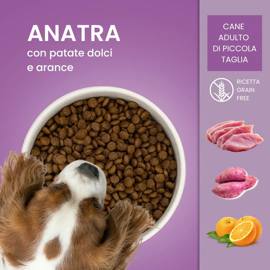 Crocchette per cani di piccola taglia - Anatra, Patate Dolci e Arance - Grain Free (senza cereali)