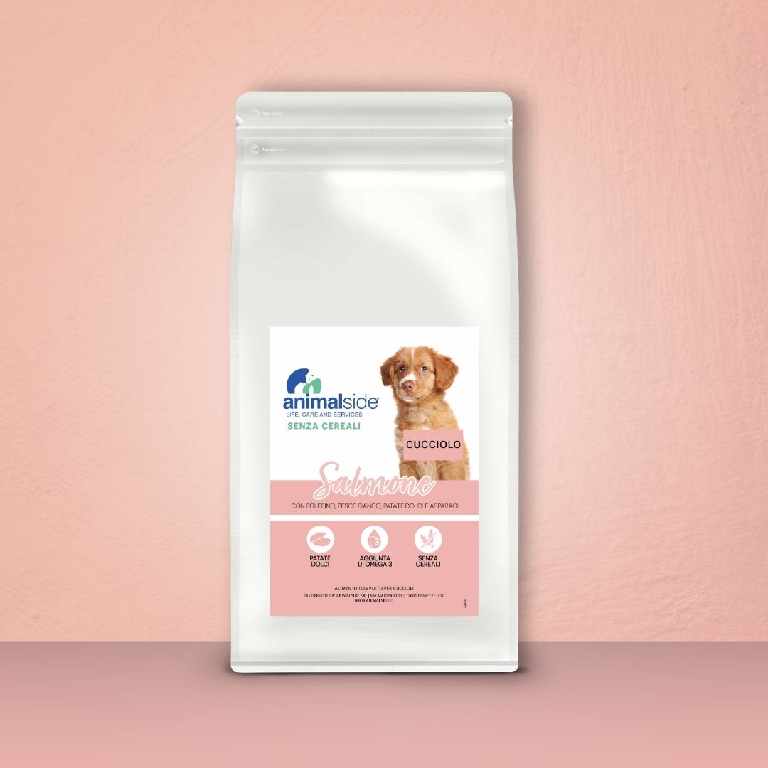 Crocchette per cani Cuccioli (Puppy) - Salmone con Eglefino, pesce Bianco Patate Dolci e Asparagi - Grain Free (senza cereali)