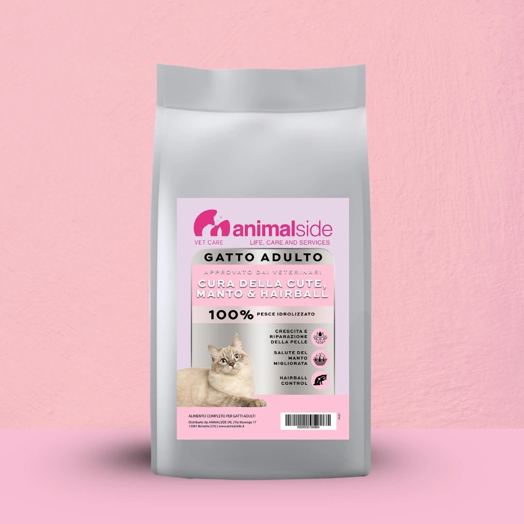 Crocchette Cute e Manto al Salmone - Gatto Adulto - Proteine idrolizzate - Boli di Pelo