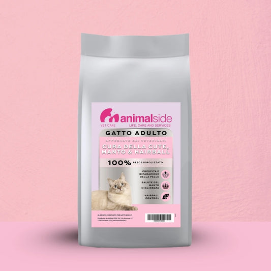 Crocchette Cute e Manto al Salmone - Gatto Adulto - Proteine idrolizzate - Boli di Pelo