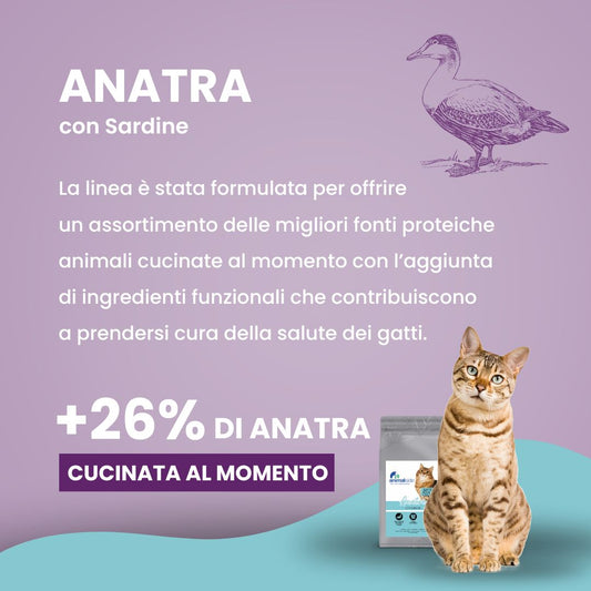 Crocchette per Gatti Adulti Sterilizzati - Anatra con Sardine - Grain Free