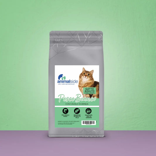 Crocchette per gatto sterilizzato - pesce bianco e caviale di aringa