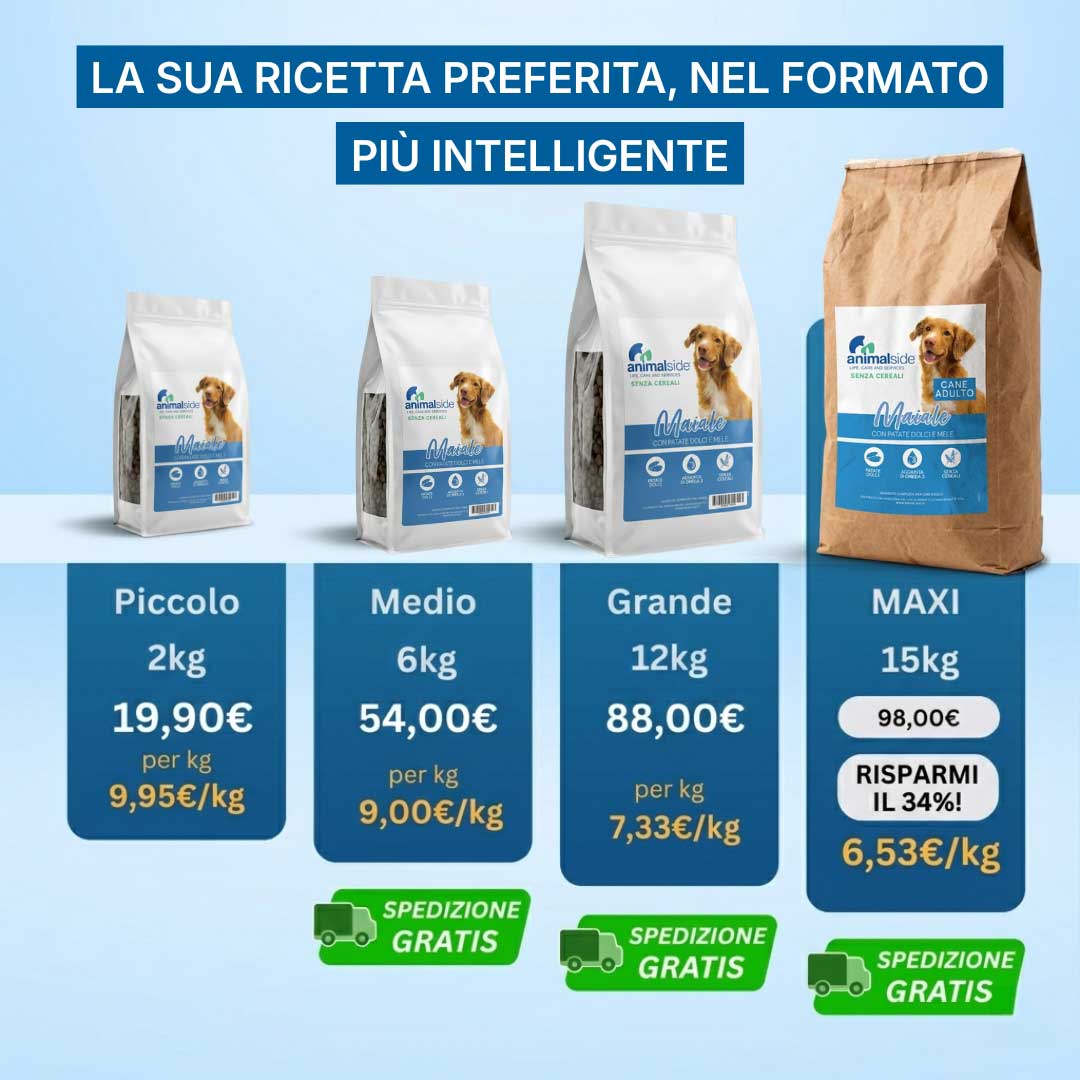 Crocchette per cani sacco grande: 2kg, 6kg, 12kg, 15kg