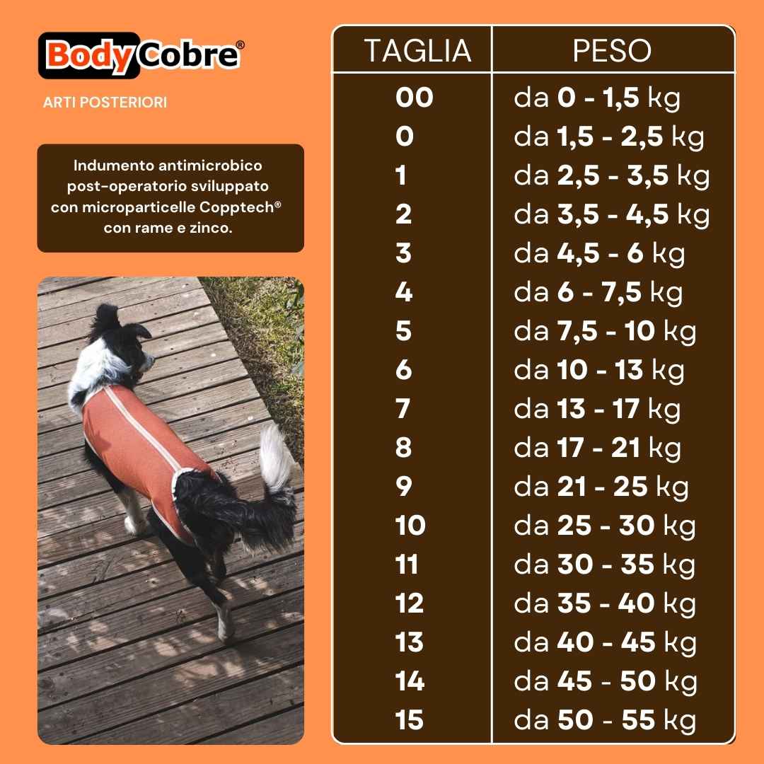 Taglie tutina arti posteriori cane Body Cobre